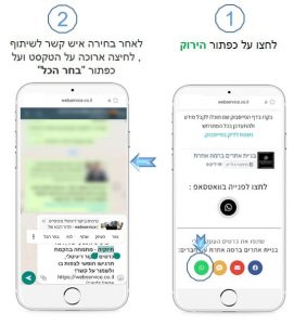 כיצד משתמשים בתגובות מהירות לצורך שליחת כרטיס הביקור באפליקציית WhatsApp Business שלב א